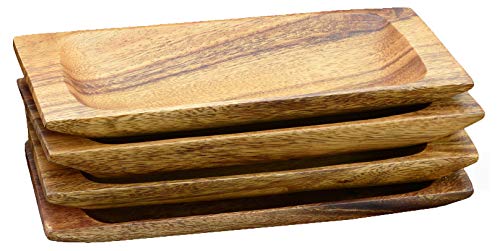 Pacific Merchants Acaciaware 9 x 4 Inch Appetizer Tray, Set of 4