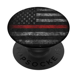 thin red line american flag firefighters gift popsockets popgrip: swappable grip for phones & tablets