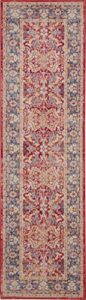 nourison global vintage persian red 2' x 6' area -rug, easy -cleaning, non shedding, bed room, living room, dining room, kitchen (2x6)
