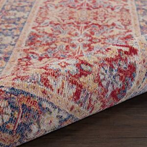 Nourison Global Vintage Persian Red 2' x 6' Area -Rug, Easy -Cleaning, Non Shedding, Bed Room, Living Room, Dining Room, Kitchen (2x6)