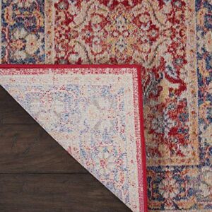 Nourison Global Vintage Persian Red 2' x 6' Area -Rug, Easy -Cleaning, Non Shedding, Bed Room, Living Room, Dining Room, Kitchen (2x6)