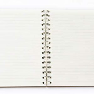 Eccolo 6x8 Wirebound Notebook, Flexible Faux Leather Covers, 192 Cream Lined Pages, Oxford Black