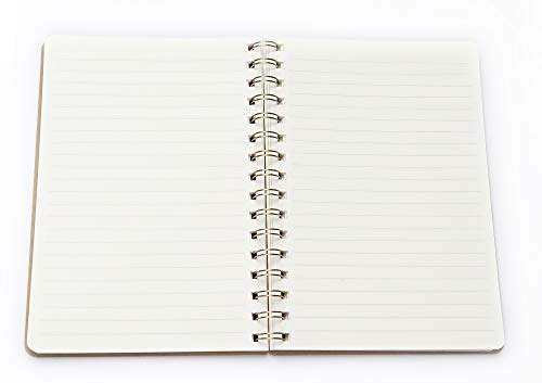 Eccolo 6x8 Wirebound Notebook, Flexible Faux Leather Covers, 192 Cream Lined Pages, Oxford Black