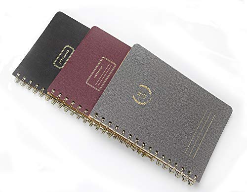 Eccolo 6x8 Wirebound Notebook, Flexible Faux Leather Covers, 192 Cream Lined Pages, Oxford Black