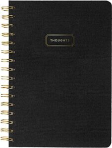 eccolo 6x8 wirebound notebook, flexible faux leather covers, 192 cream lined pages, oxford black