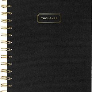 Eccolo 6x8 Wirebound Notebook, Flexible Faux Leather Covers, 192 Cream Lined Pages, Oxford Black