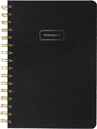 Eccolo 6x8 Wirebound Notebook, Flexible Faux Leather Covers, 192 Cream Lined Pages, Oxford Black