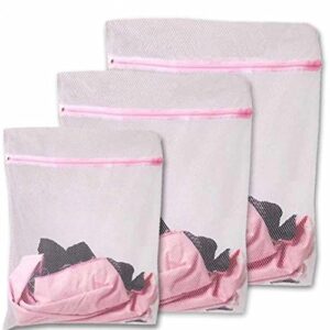 3Pcs Delicates Mesh Laundry Bags Net Washer Dryer Bag Travel Laundry Bag Clothing Zipper Washing Bags for Laundry, Blouse, Bra, Hosiery, Stocking, Underwear, Lingerie, Baby Clothes