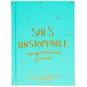 eccolo inspirational quote journal for women, hardcover notebook, faux leather, lay flat notebook, “she's unstoppable”, dayna lee collection (mint, 5x7 inches)