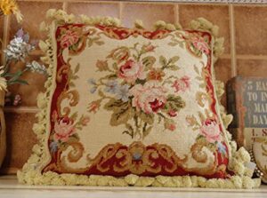 16" home d�cor pillow french country chic shabby handmade needlepoint pillow cover