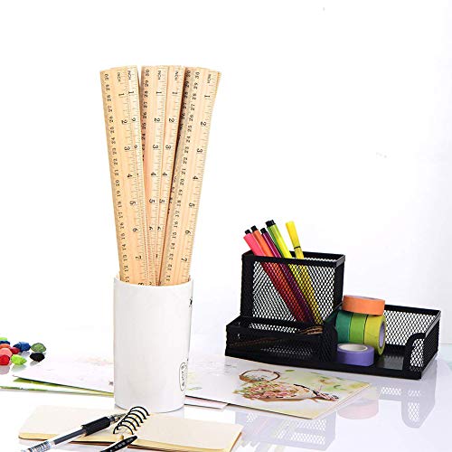 LovesTown 60 Pack Wooden Rulers, 12 Inch Ruler Bulk 2 Scale Measuring Rulers for Kids Students Office School Supplies Classroom