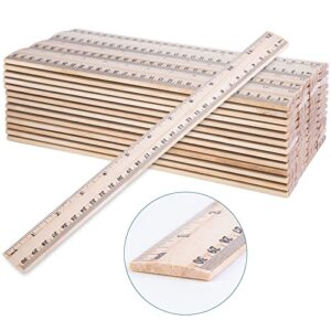 LovesTown 60 Pack Wooden Rulers, 12 Inch Ruler Bulk 2 Scale Measuring Rulers for Kids Students Office School Supplies Classroom