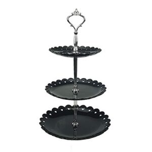 lionwei lionweli 3-tier black silver plastic dessert stand pastry stand cake stand cupcake stand holder serving platter for party wedding home decor