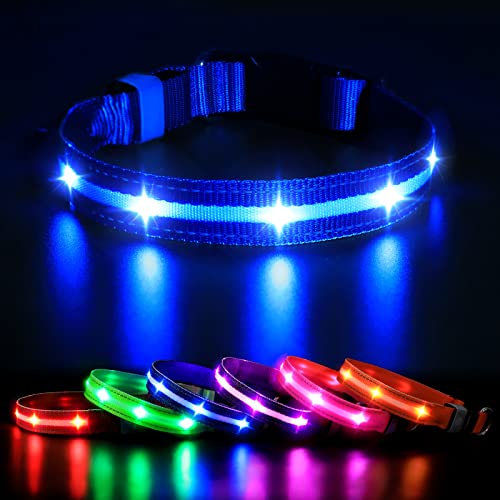 MASBRILL Led Dog Collar-Rechargeable Light Up Dog Collars Water-Resistant Lighted Dog Collar Flashing Glow Dog Collar for Dogs