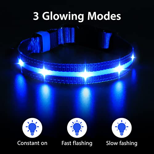 MASBRILL Led Dog Collar-Rechargeable Light Up Dog Collars Water-Resistant Lighted Dog Collar Flashing Glow Dog Collar for Dogs