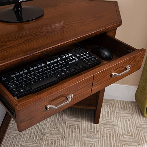 Leick Home Riley Holliday Computer Desk with Dropfront Keyboard Drawer, Medium, Distressed Rustic Autumn