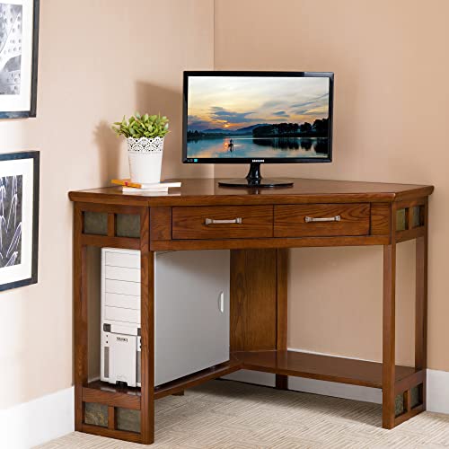 Leick Home Riley Holliday Computer Desk with Dropfront Keyboard Drawer, Medium, Distressed Rustic Autumn