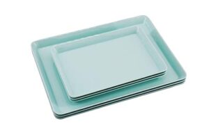gwpp melamine plastic serving tray, small trays - set of 3 in 2 assorted sizes for sorting puzzle piece, serving snacks, desserts, restaurant indoor or outdoor picnic camping. (aqua green)