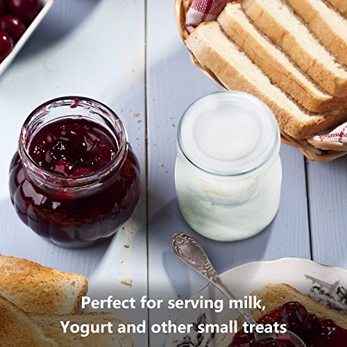 Encheng 7 oz Clear Glass Jars With Lids,Glass Yogurt Container With Lids(PE),Replacement Glass Pudding Jars Yogurt Jars,Glass Container With Twine n Tag For Milk,Jams,Jelly,Mousse,Dishwaresafe 20 Pack