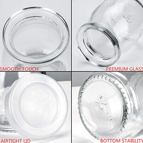 Encheng 7 oz Clear Glass Jars With Lids,Glass Yogurt Container With Lids(PE),Replacement Glass Pudding Jars Yogurt Jars,Glass Container With Twine n Tag For Milk,Jams,Jelly,Mousse,Dishwaresafe 20 Pack