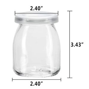 Encheng 7 oz Clear Glass Jars With Lids,Glass Yogurt Container With Lids(PE),Replacement Glass Pudding Jars Yogurt Jars,Glass Container With Twine n Tag For Milk,Jams,Jelly,Mousse,Dishwaresafe 20 Pack