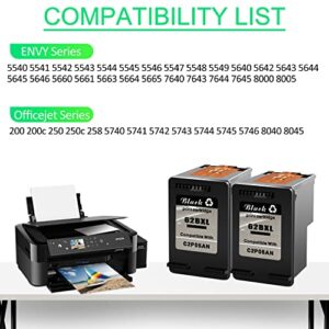 GREENCYCLE Remanufactured Ink Cartridge Replacement for HP 62XL 62 XL C2P05AN Compatible for Envy 5540 5640 5660 7644 7645 OfficeJet 5740 8040 OfficeJet 200 250 Series Printer (Black, 2 Pack)