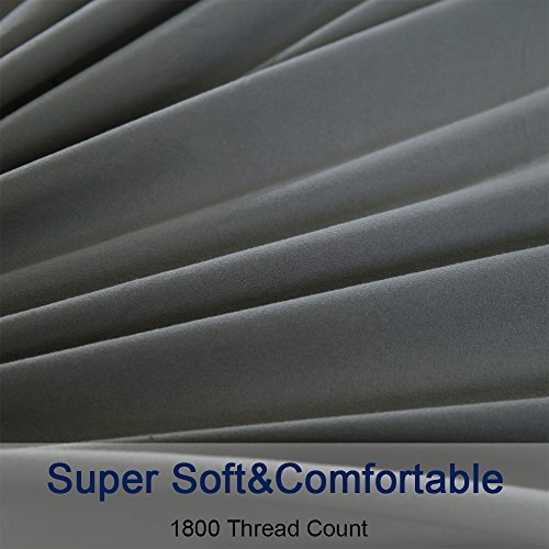 SONORO KATE Bed Sheets Set Sheets Microfiber Super Soft 1800 Thread Count Egyptian Sheets 16-Inch Deep Pocket Wrinkle - 6 Piece (King, Dark Grey)