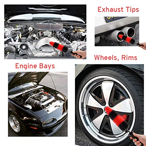 Fitosy Wheel Rim Brush, Soft Bristle Long Master Car Wheel Brush Rim Tire Detailing Brush Car Washing Brush for Wheels Rims Exhaust Tips Vehicle Engine Motorcycles,No Scratches (Wheel)