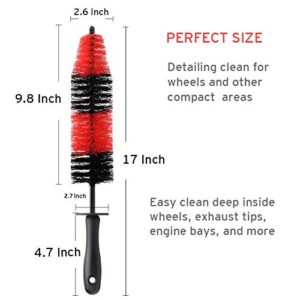 Fitosy Wheel Rim Brush, Soft Bristle Long Master Car Wheel Brush Rim Tire Detailing Brush Car Washing Brush for Wheels Rims Exhaust Tips Vehicle Engine Motorcycles,No Scratches (Wheel)