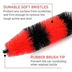 Fitosy Wheel Rim Brush, Soft Bristle Long Master Car Wheel Brush Rim Tire Detailing Brush Car Washing Brush for Wheels Rims Exhaust Tips Vehicle Engine Motorcycles,No Scratches (Wheel)