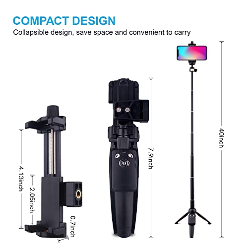 Phone Tripod, LATZZ 40 Inch iPhone Stand, Tripod for iPhone with Wireless Remote Control, Tripod for The iPhone 14/13/12/11 Pro/Xs MAX/XR/X/8/7P/Galaxy Note 20/S21/S20/S10, More