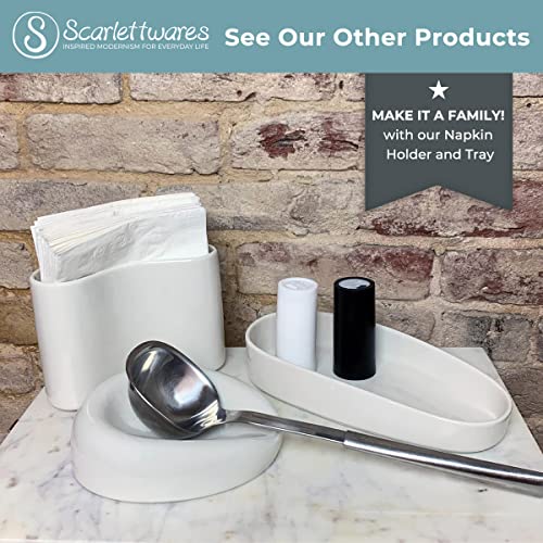 Scarlettwares Dish Sponge Holder Kitchen Sink Organizer Ceramic White Dishwasher Safe Modern Rustic Farmhouse Elegant Cute Sturdy No Rust