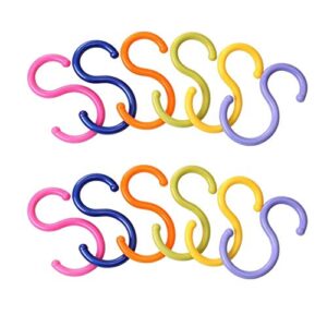 12pcs(2 packs) s shaped colorded plastic hanging hooks,shirt/towel/dress/clothes hanger hook home kitchen accessories (12)