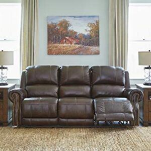 Signature Design by Ashley Buncrana Traditional Power Reclining Sofa with USB Charging Port, Brown