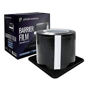 black barrier film roll 4"x6" - protective dental barrier film for dental, medical, tattoo - perforated adhesive barrier tape sheets (1 box of 1200 sheets) by plastcare usa