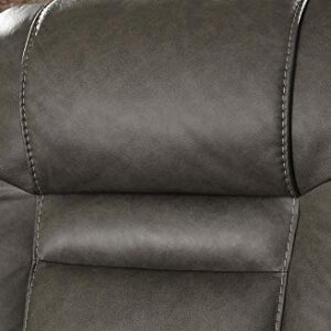 Signature Design by Ashley Wurstrow Leather Adjustable Dual Sided Power Reclining Loveseat with Console & USB Charging, Dark Gray