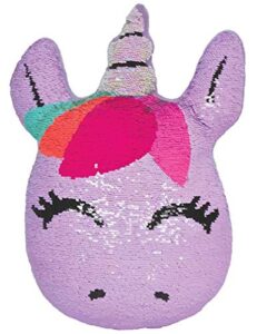 iscream sweet unicorn 7.5" x 9.5" reversible sequin soft fleece back mini pillow