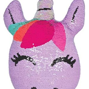 iscream Sweet Unicorn 7.5" x 9.5" Reversible Sequin Soft Fleece Back Mini Pillow