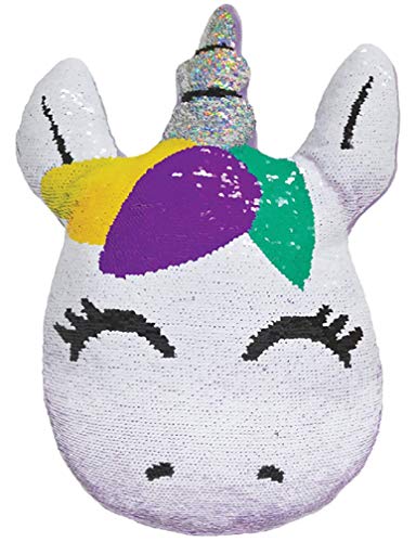 iscream Sweet Unicorn 7.5" x 9.5" Reversible Sequin Soft Fleece Back Mini Pillow