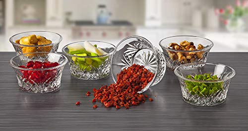 Godinger Bowl Set - Mini Crystal Prep, Dip, Dessert, Bar Dish Bowls - Set of 6, 2oz