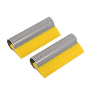 gomake 5.5 inch length yellow rubber vinyl window squeegee water wiper glass scraper with non-slip handle, pack of 2