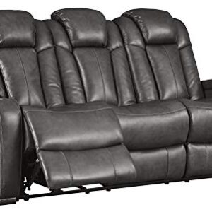 Signature DESIGN BY ASHLEY Turbulance Power Reclining Sofa with USB Charging Port, Dark Gray