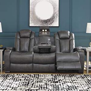 Signature DESIGN BY ASHLEY Turbulance Power Reclining Sofa with USB Charging Port, Dark Gray