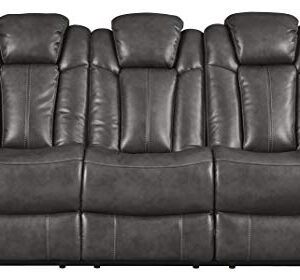 Signature DESIGN BY ASHLEY Turbulance Power Reclining Sofa with USB Charging Port, Dark Gray