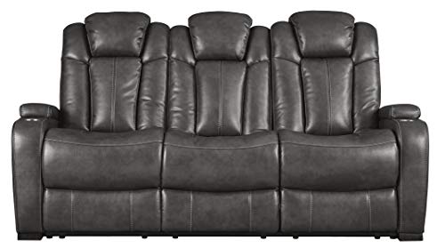 Signature DESIGN BY ASHLEY Turbulance Power Reclining Sofa with USB Charging Port, Dark Gray