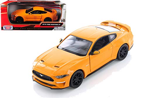 2018 Ford Mustang GT 5.0 Orange with Black Wheels 1/24 Diecast Model Car by Motormax 79352or