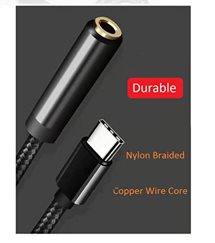 USB C to 3.5mm Pixel 2 Headphone Jack Adapter, Sartyee Nylon Braided DAC Chipset Type C to 3.5mm Audio Adapter USB C to 3.5mm with Realtek Noise Reduction Chip for Pixel 2/XL, HTC U11, Essential ph-1