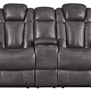 Signature Design by Ashley Turbulance Power Reclining Loveseat with USB Charging Port, Dark Gray