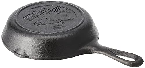 Lodge Wildlife Series-6.5" Cast Iron Skillet with Wolf Scene, Black