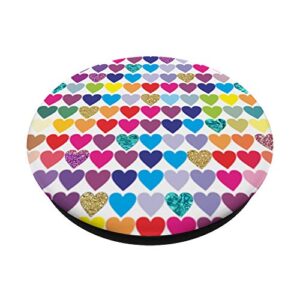 Rainbow Heart Design Girls ~ Cute Girly Pink Purple Teal PopSockets PopGrip: Swappable Grip for Phones & Tablets